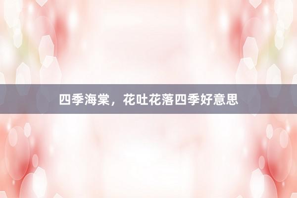 四季海棠，花吐花落四季好意思